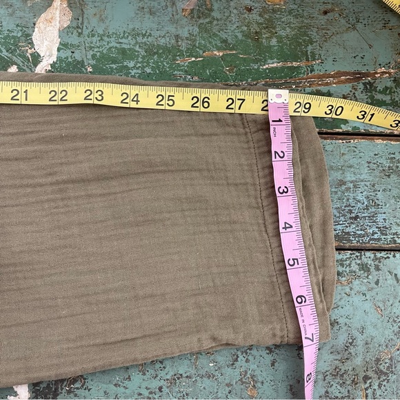XiRENA Gauze Pull On Drawstring Pants Stone Green 100 Cotton Plissé Sz M 2Pc Set - Picture 13 of 16